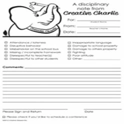 Budget 😉 Creative Shapes Etc. - Notes From Teachers - Creative Charlie Disciplinary 🥰