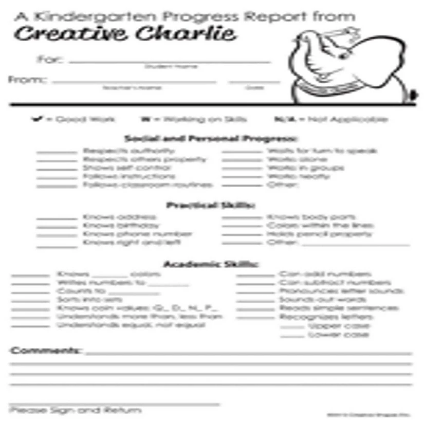 Best deal 🔥 Creative Shapes Etc. - Notes From Teachers - Creative Charlie Kindergarten Progress Report ⭐