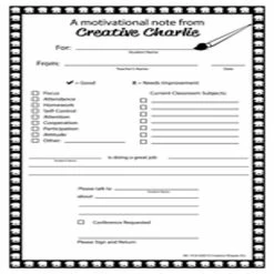 Wholesale 🔔 Creative Shapes Etc. - Notes From Teachers - Creative Charlie Primary Motivational ⌛