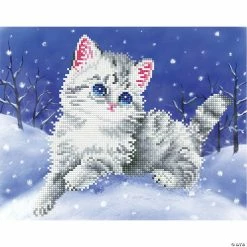 Wholesale 🎁 Diamond Dotz Diamond Embroidery Facet Art Kit 11"X14"-Kitten In The Snow with Frame 👍