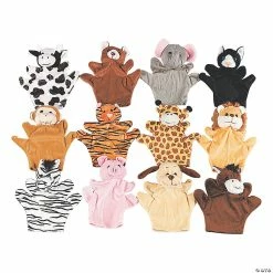 Cheap 🔥 Five Finger Hand Puppets Farm & Wild Stuffed Animals - 12 Pc. 🌟