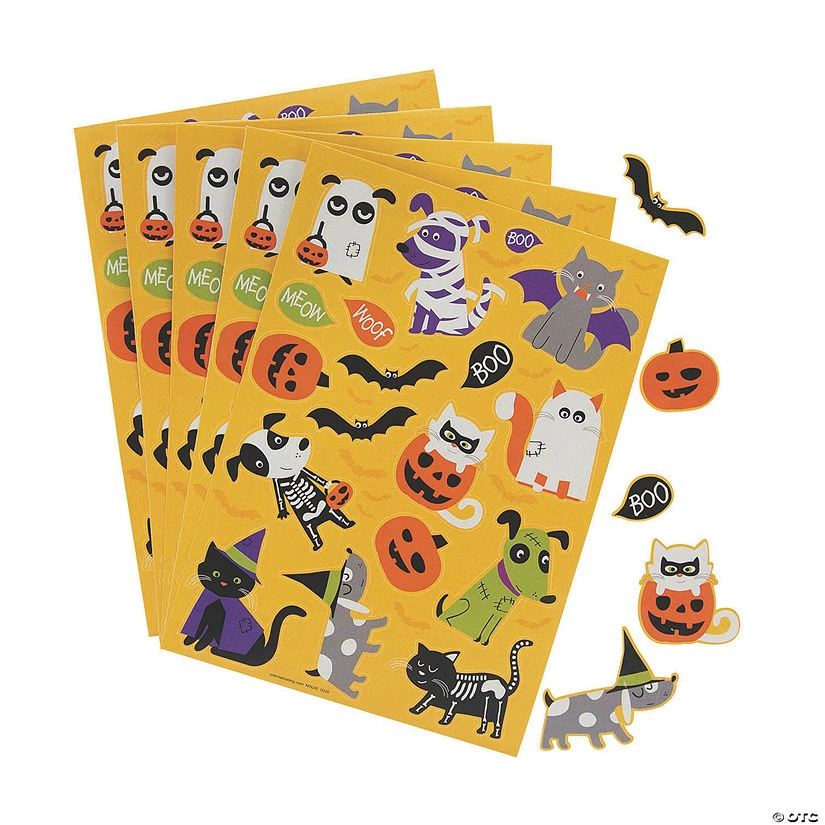 Hot Sale 🛒 Halloween Costumed Pets Sticker Sheets - 12 Pc. 🔥
