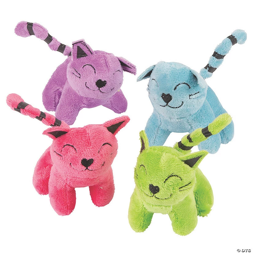 New ๐ Mini Bright Stuffed Cats - 12 Pc. โ