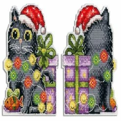 Best reviews of 😀 MP Studia - 🎄 Christmas Tree Ornament. Cat with Lights P-709 Plastic Canvas Counted Cross Stitch Kit ❤️