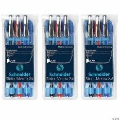 Hot Sale 🥰 Schneider Slider Memo Ballpoint Pen, Viscoglide Ink, 1.4 mm, 3 Per Pack, 3 Packs 👍