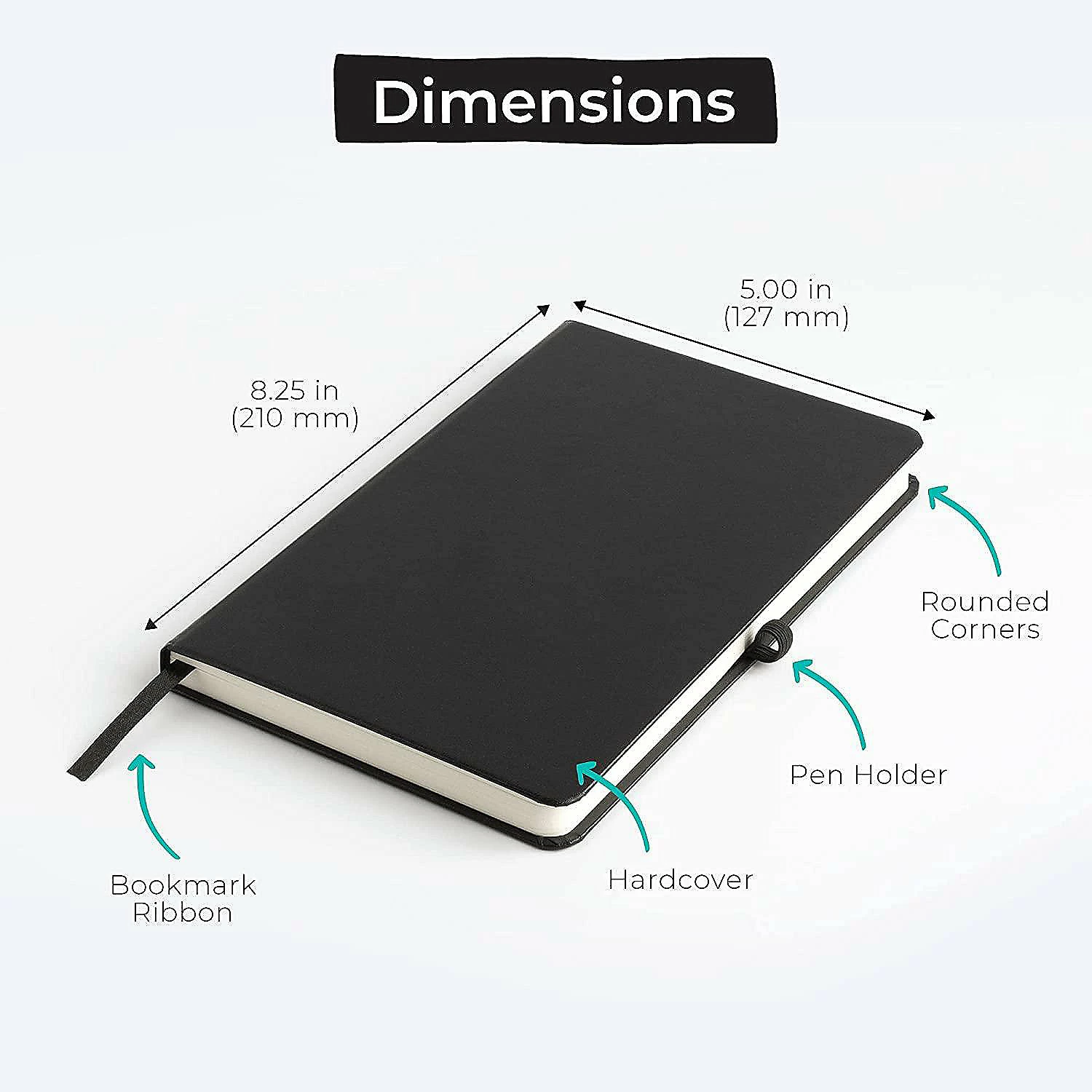 Cheap 🔔 WallDeca Classic Lined Notebook Journal, Hard Cover, 240 Pages, Ruled 8.25 x 5" (Black) 👍 - Image 2