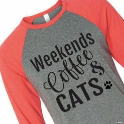 Discount 🛒 Weekends, Coffee & Cats Adult's ⚾ Baseball T-Shirt 🔥